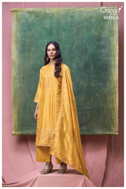 Ganga hiyana 5374 silk dress material wholesale online shopping